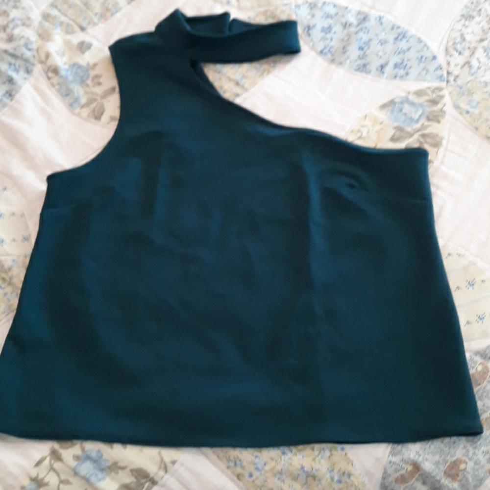 One shoulder top with collar